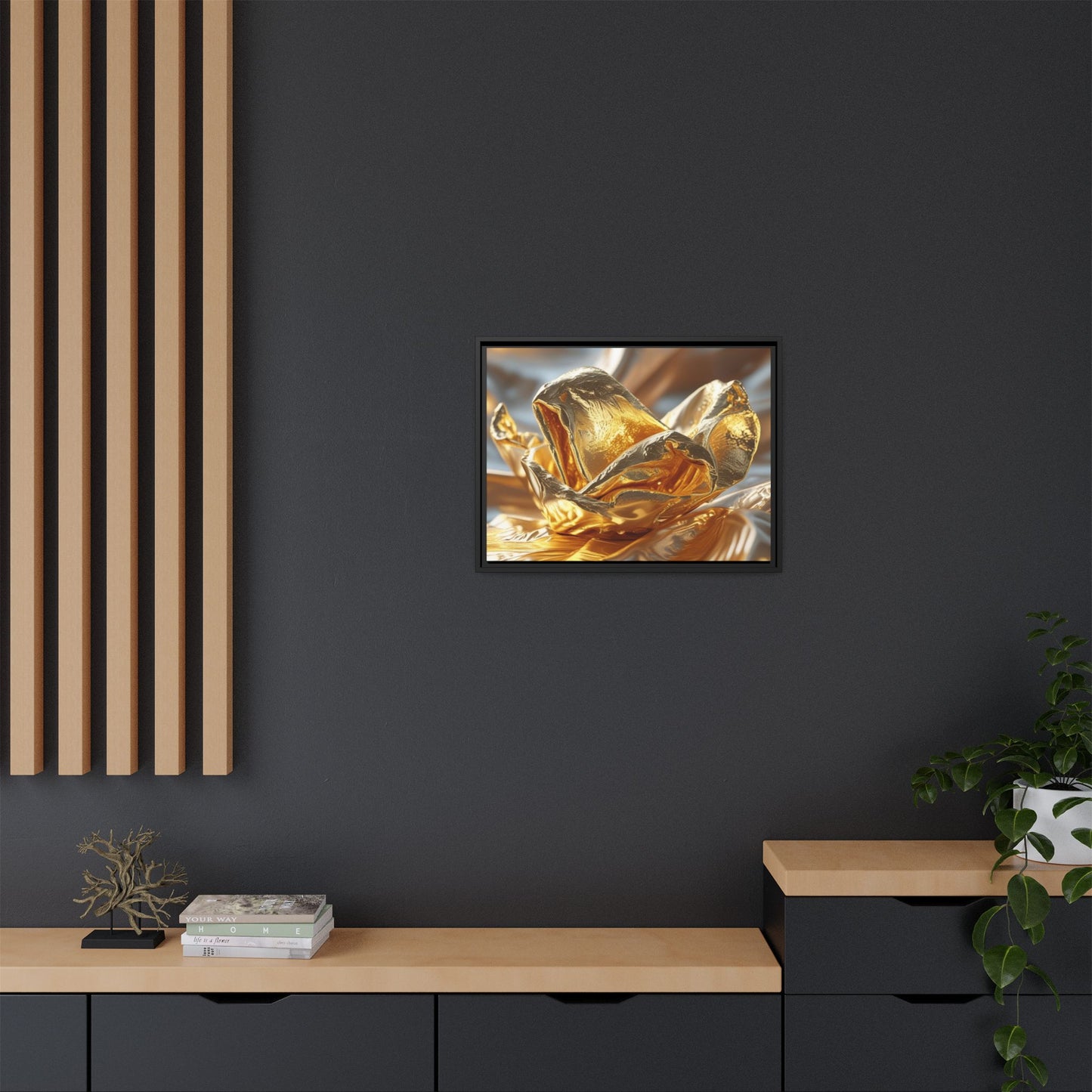 Gold Foil Rose Canvas Art - Elegant Home Decor