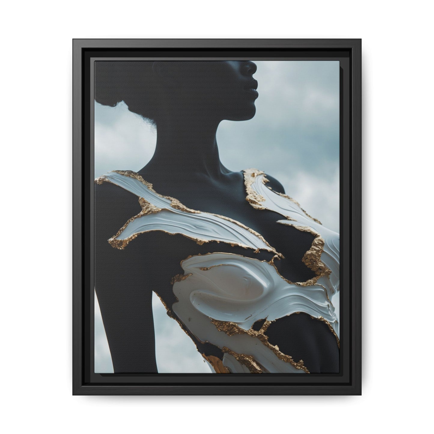 Elegant Framed Canvas Art - Multi-Color Abstract Sculpture Design