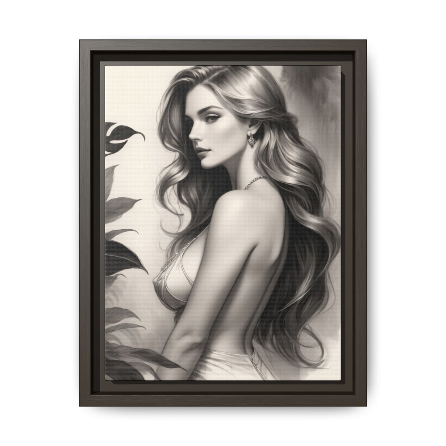 Elegant Matte Framed Art Print - Stylish Woman Portrait