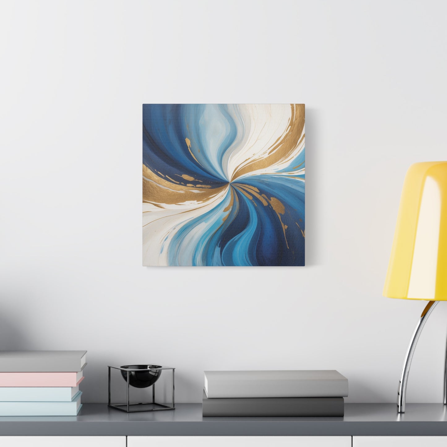 Abstract Blue and Gold Canvas Art - Stretched Matte Print for Home Decor