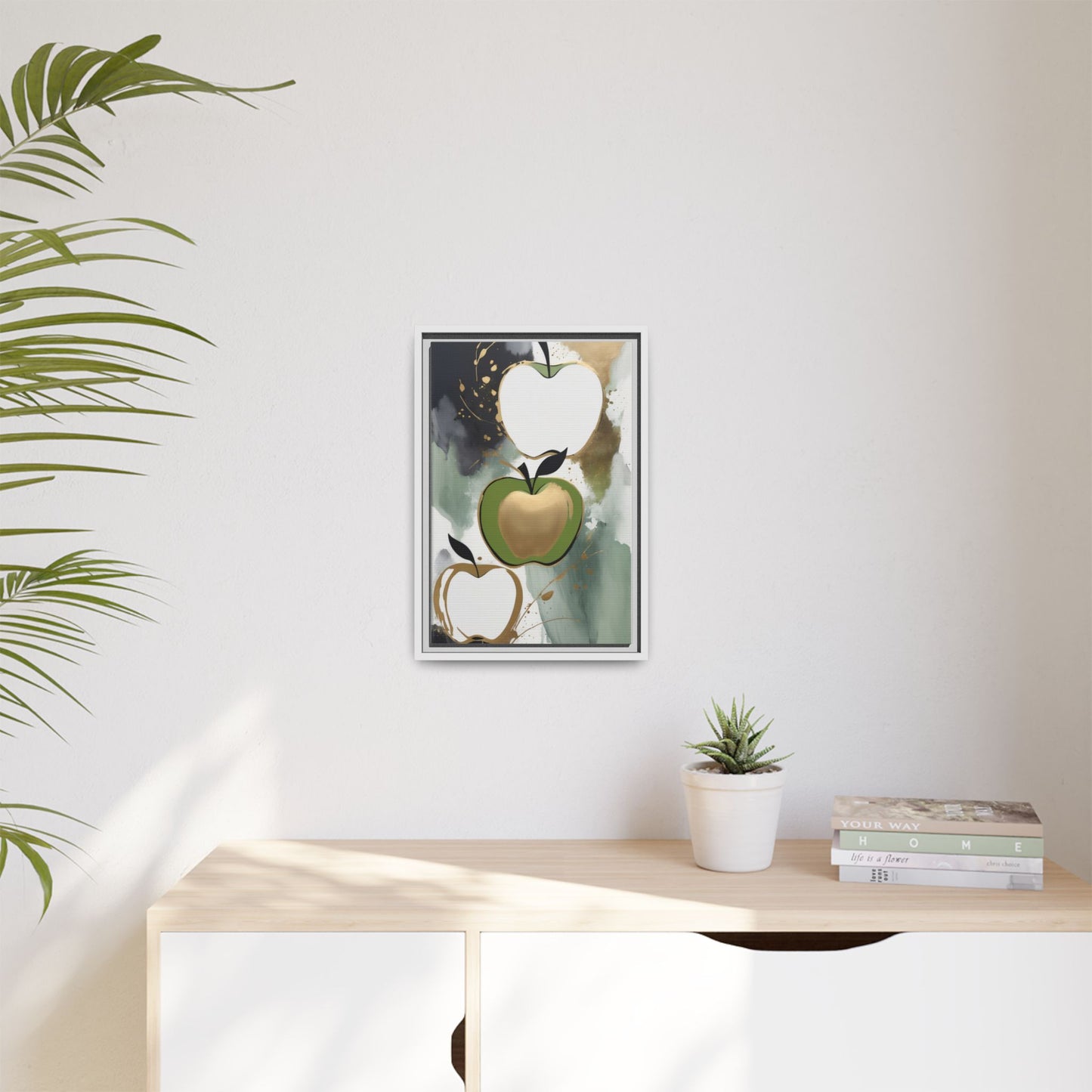 Modern Abstract Apple Canvas Art Print - Colorful Framed Wall Decor