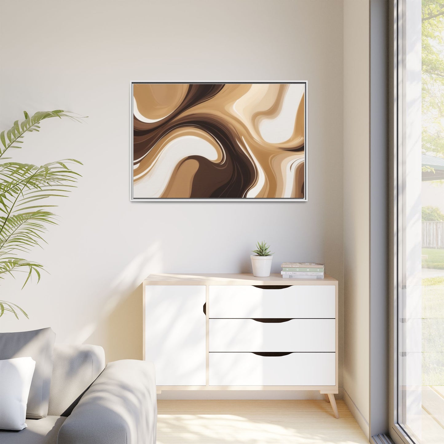Abstract Wave Framed Canvas Art - Multi-Color Home Decor