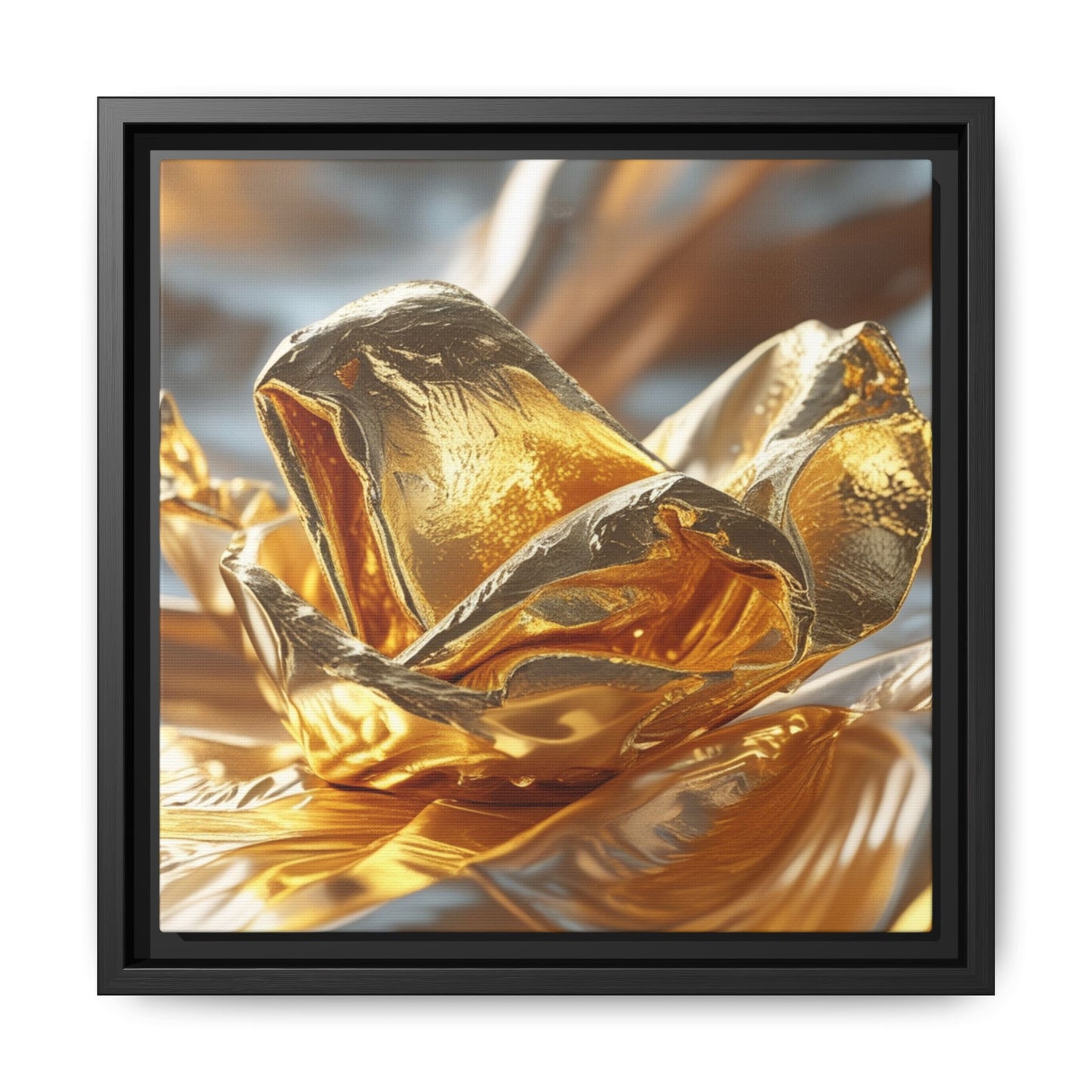 Gold Foil Rose Canvas Art - Elegant Home Decor