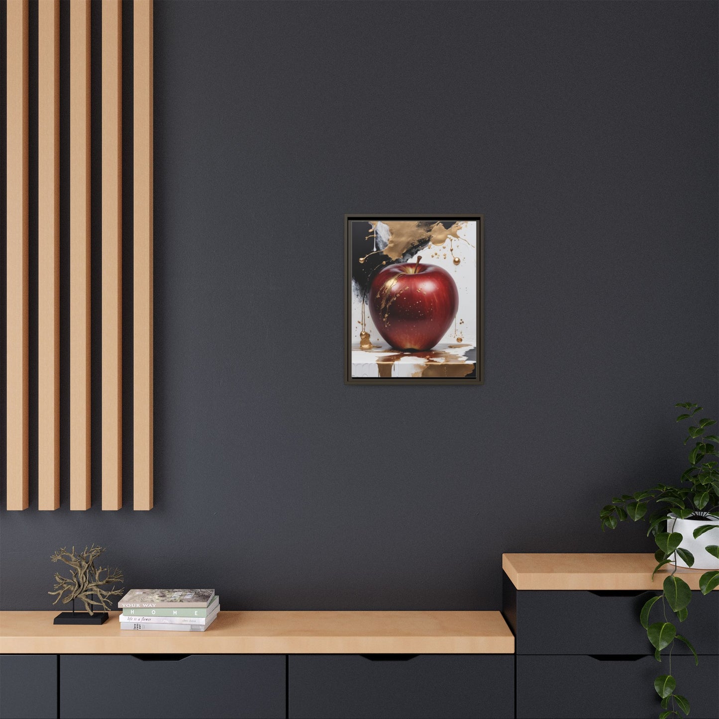 Elegant Apple Art Print - Multi-color Framed Canvas