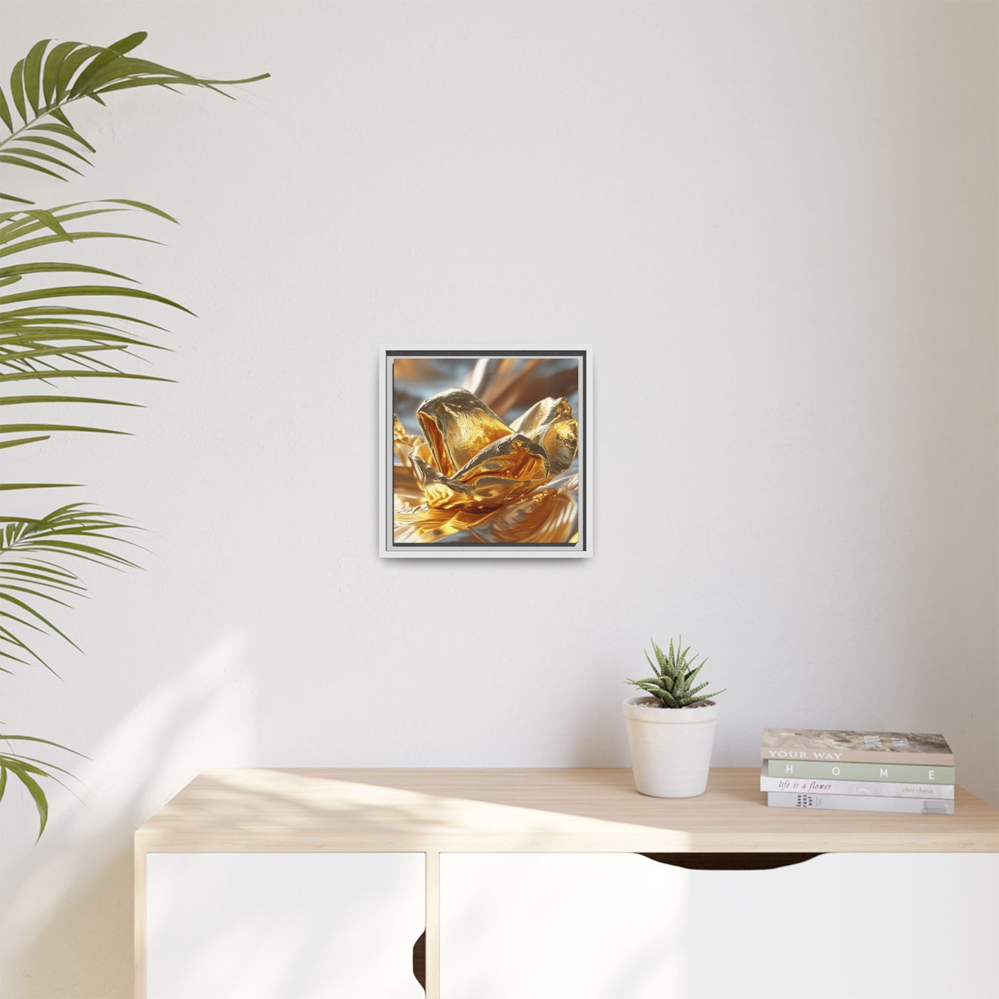 Gold Foil Rose Canvas Art - Elegant Home Decor