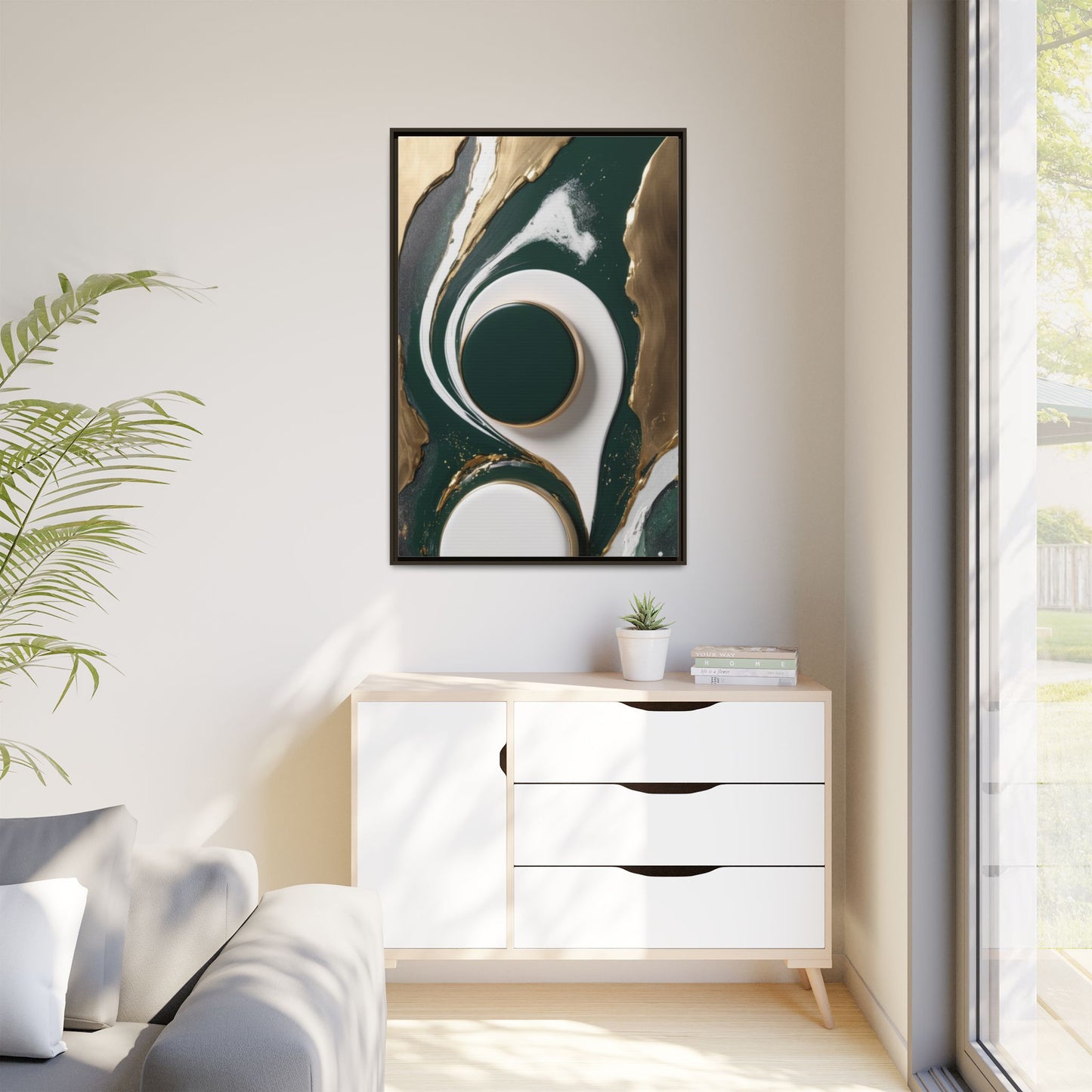 Elegant Abstract Framed Canvas Art - Modern Multi-Color Home Decor