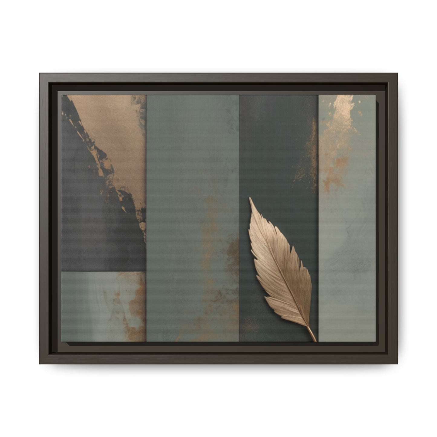 Elegant Framed Matte Canvas Wall Art - Multi-Color Leaf Design