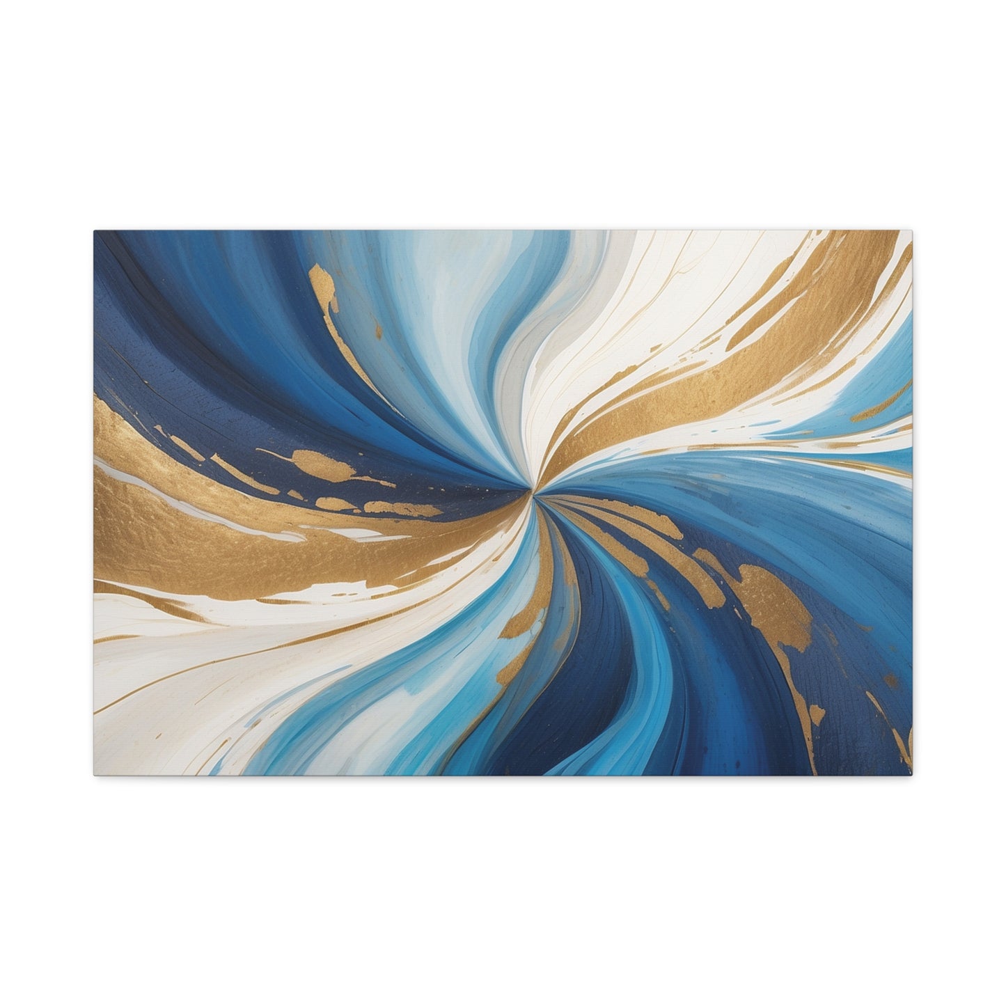 Abstract Blue and Gold Canvas Art - Stretched Matte Print for Home Decor