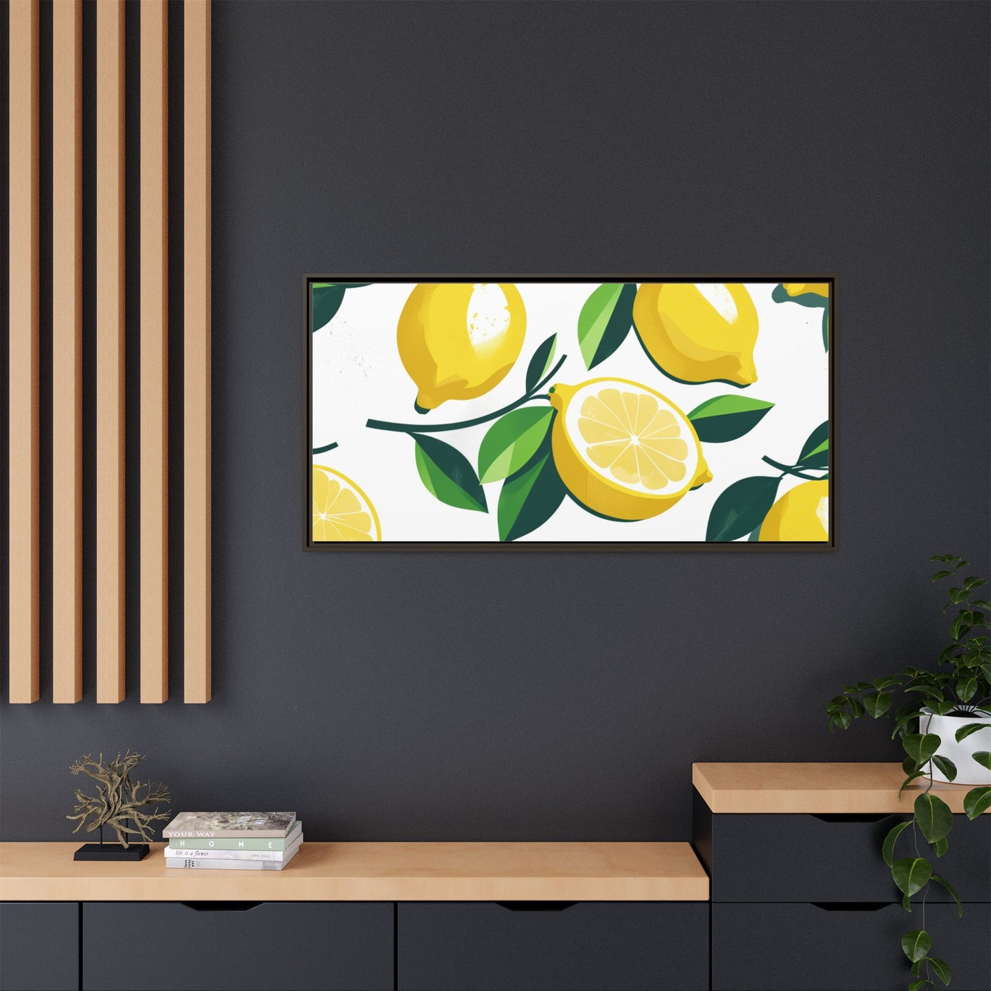 Lemon-Themed Framed Canvas Wall Art - Bright and Fresh Decor