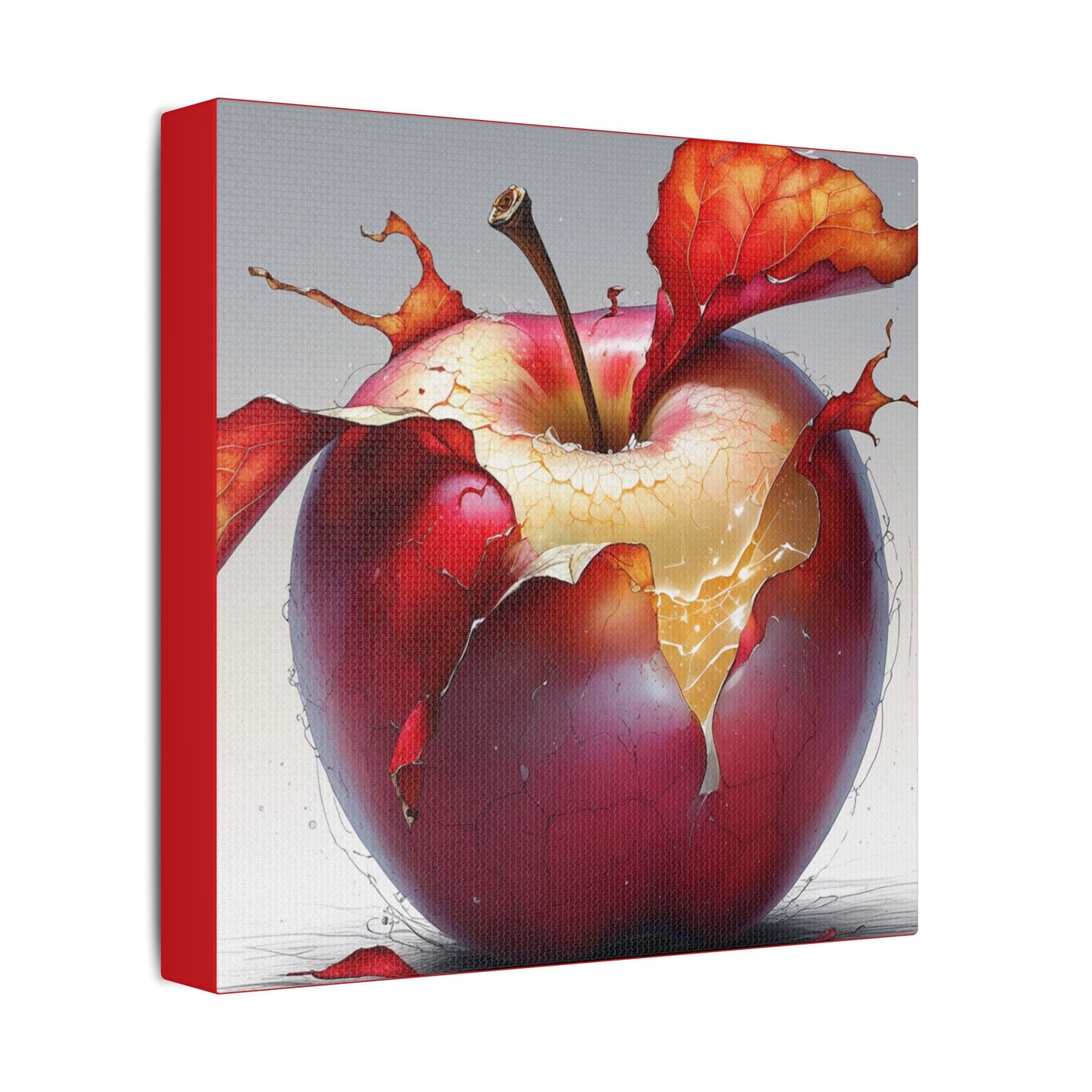 Cracked Red Apple Canvas Art – Vibrant Wall Decor for Modern Homes