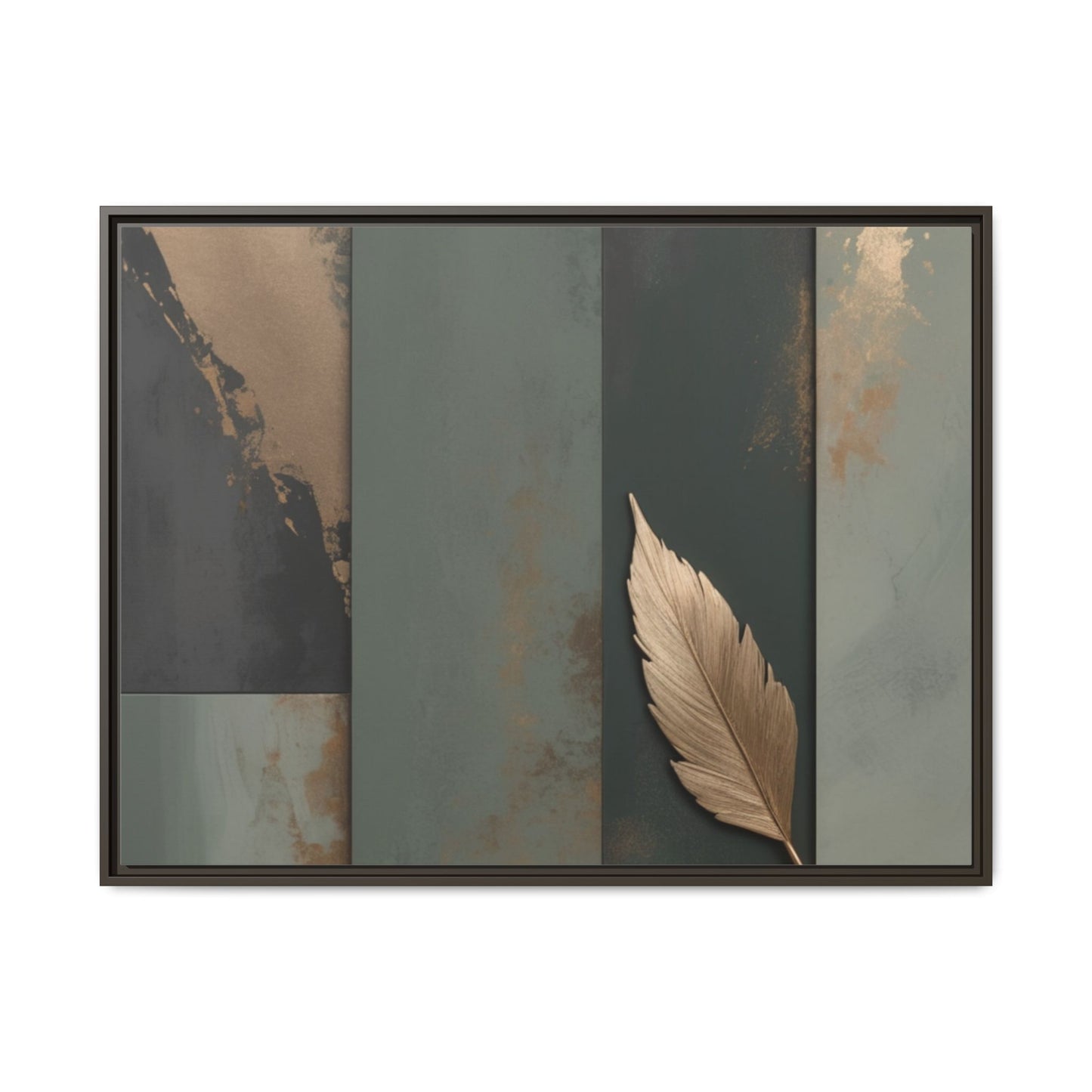 Elegant Framed Matte Canvas Wall Art - Multi-Color Leaf Design