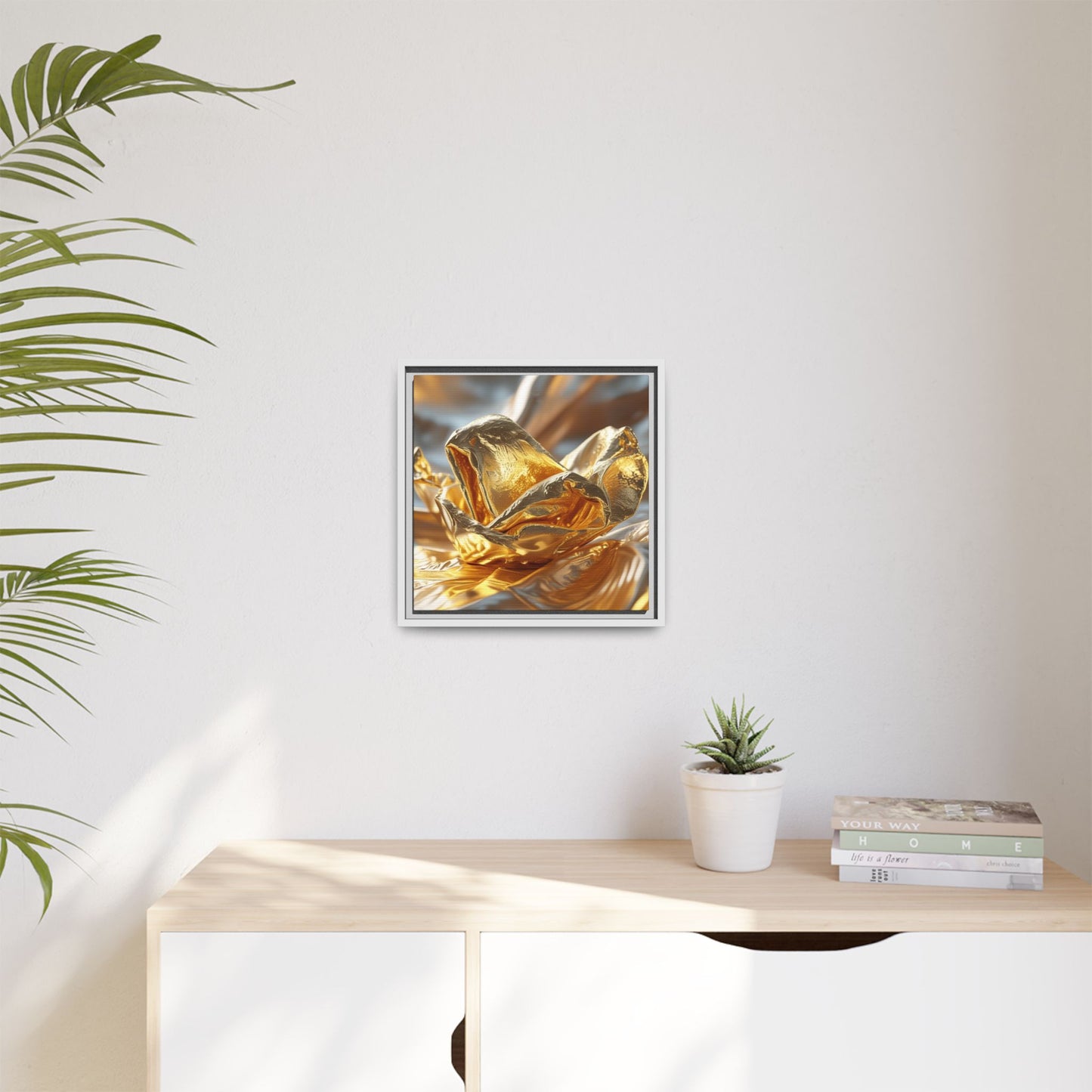 Gold Foil Rose Canvas Art - Elegant Home Decor