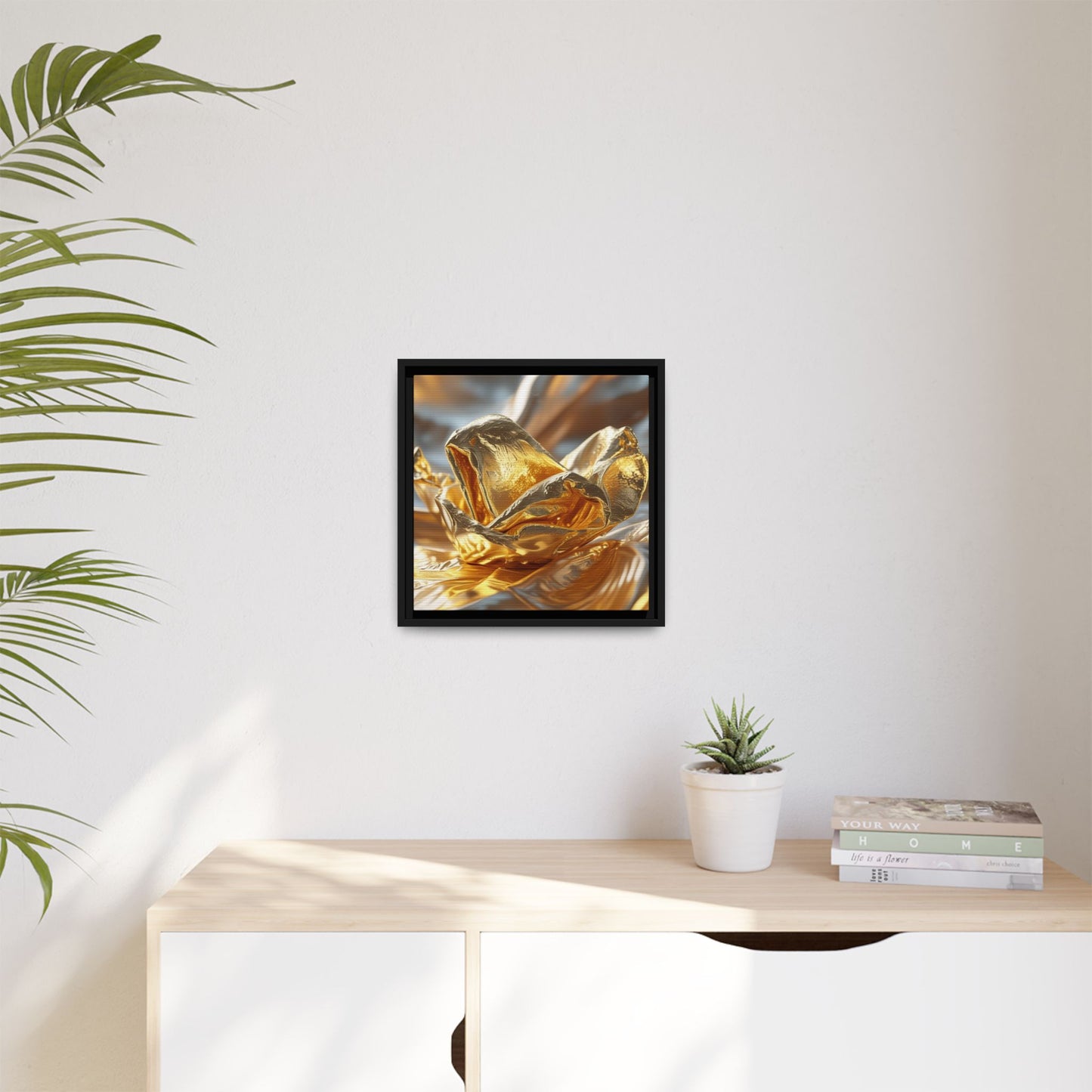 Gold Foil Rose Canvas Art - Elegant Home Decor