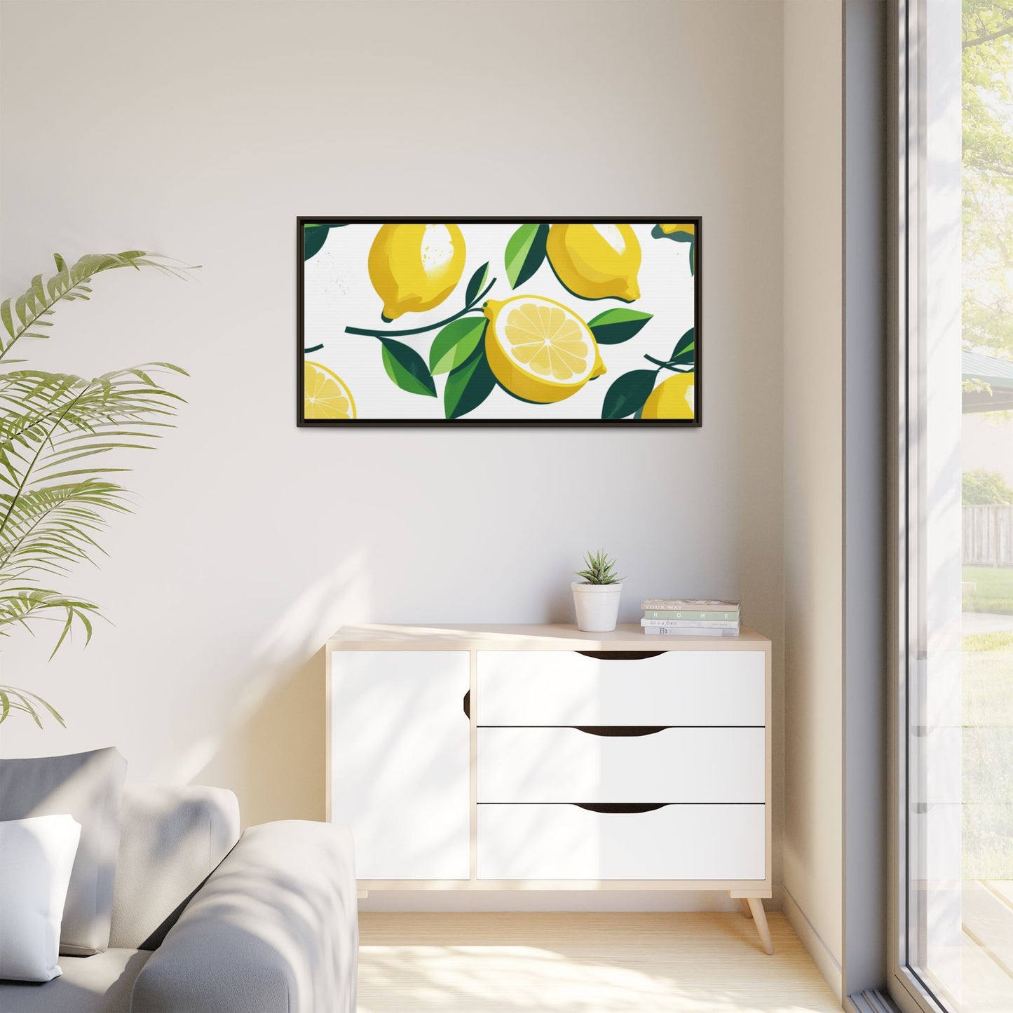 Lemon-Themed Framed Canvas Wall Art - Bright and Fresh Decor