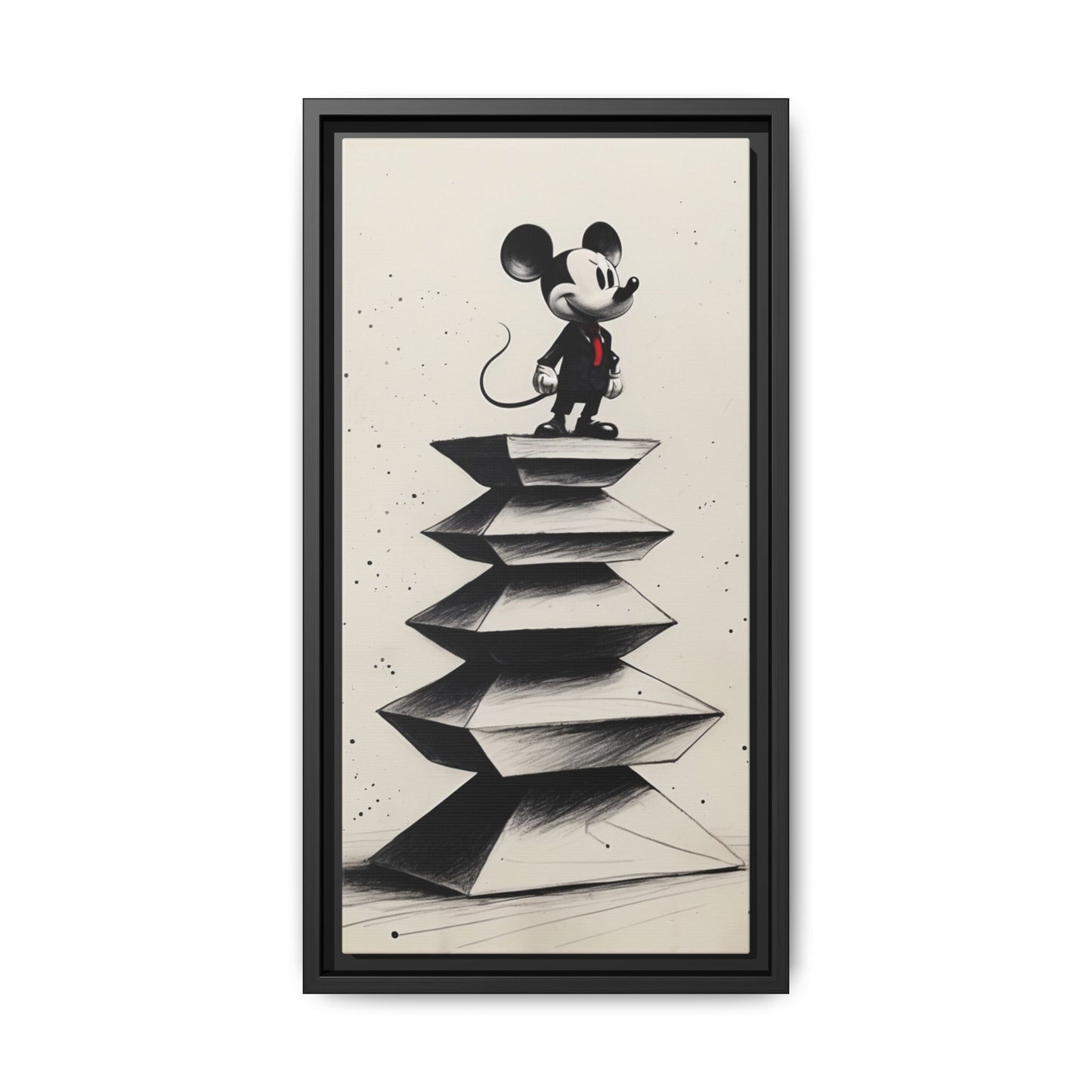 Framed Matte Canvas Art - Playful Retro Mickey Mouse Design