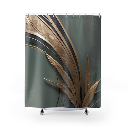 Elegant Leaf Design Shower Curtain - Modern Bathroom Decor