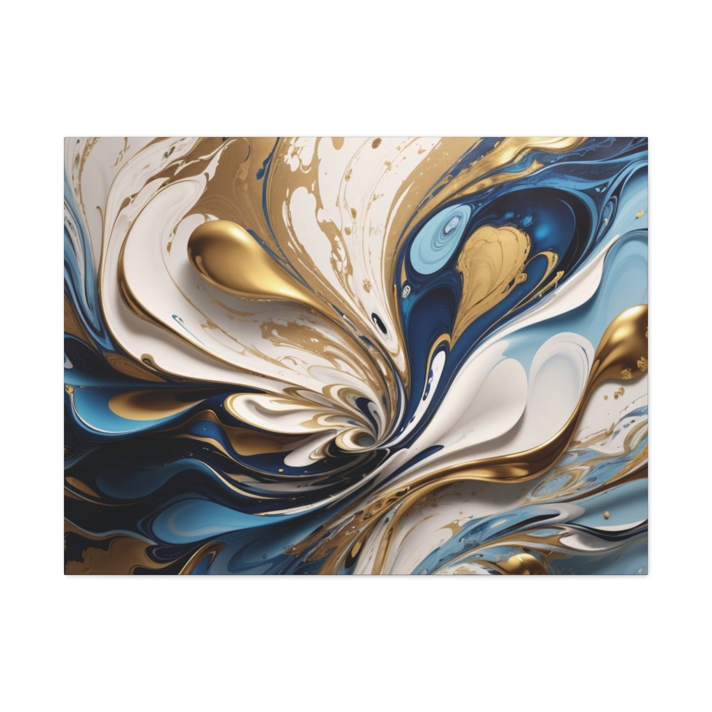 Golden Currents: Fluid Symphony in Blue and White"
