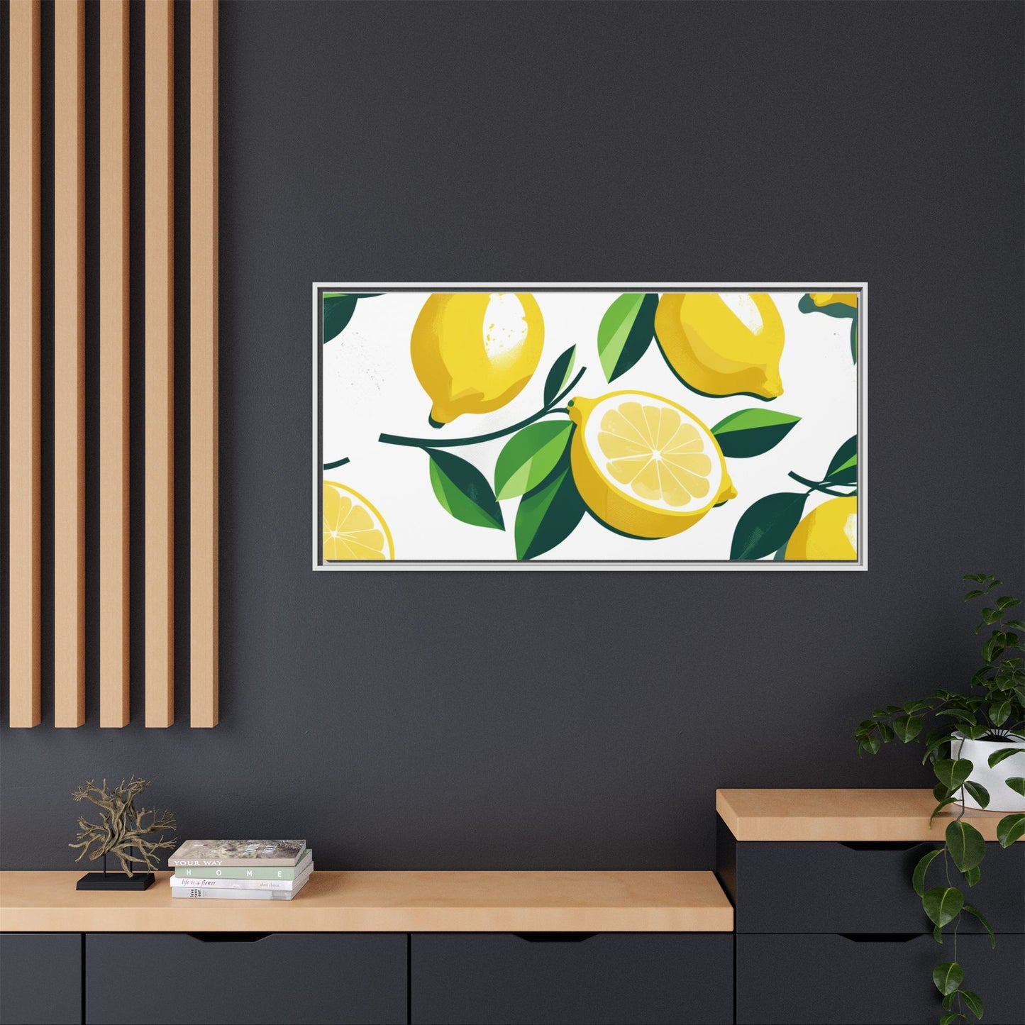 Lemon-Themed Framed Canvas Wall Art - Bright and Fresh Decor