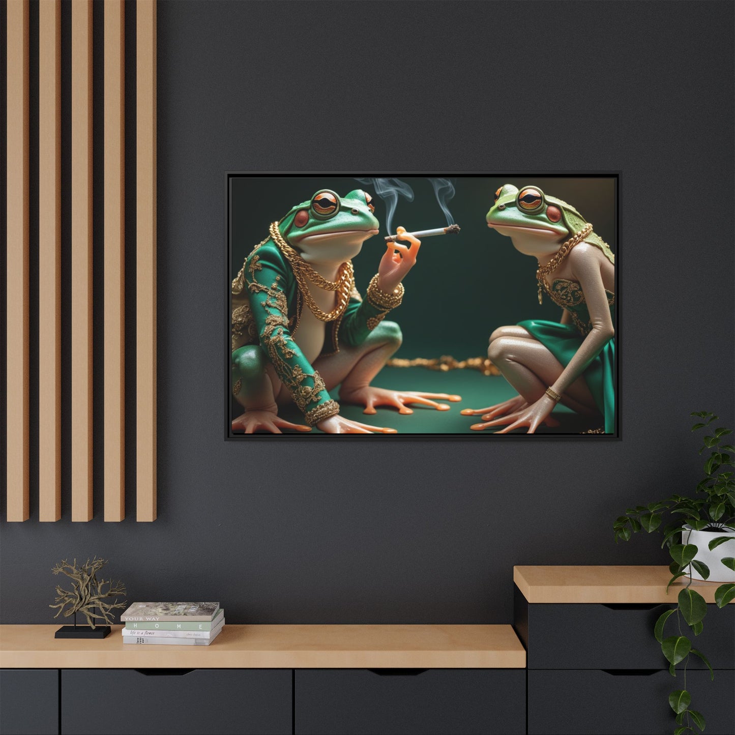 Whimsical Frog Art Print - Framed Canvas for Unique Home Decor