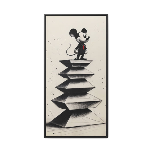 Framed Matte Canvas Art - Playful Retro Mickey Mouse Design