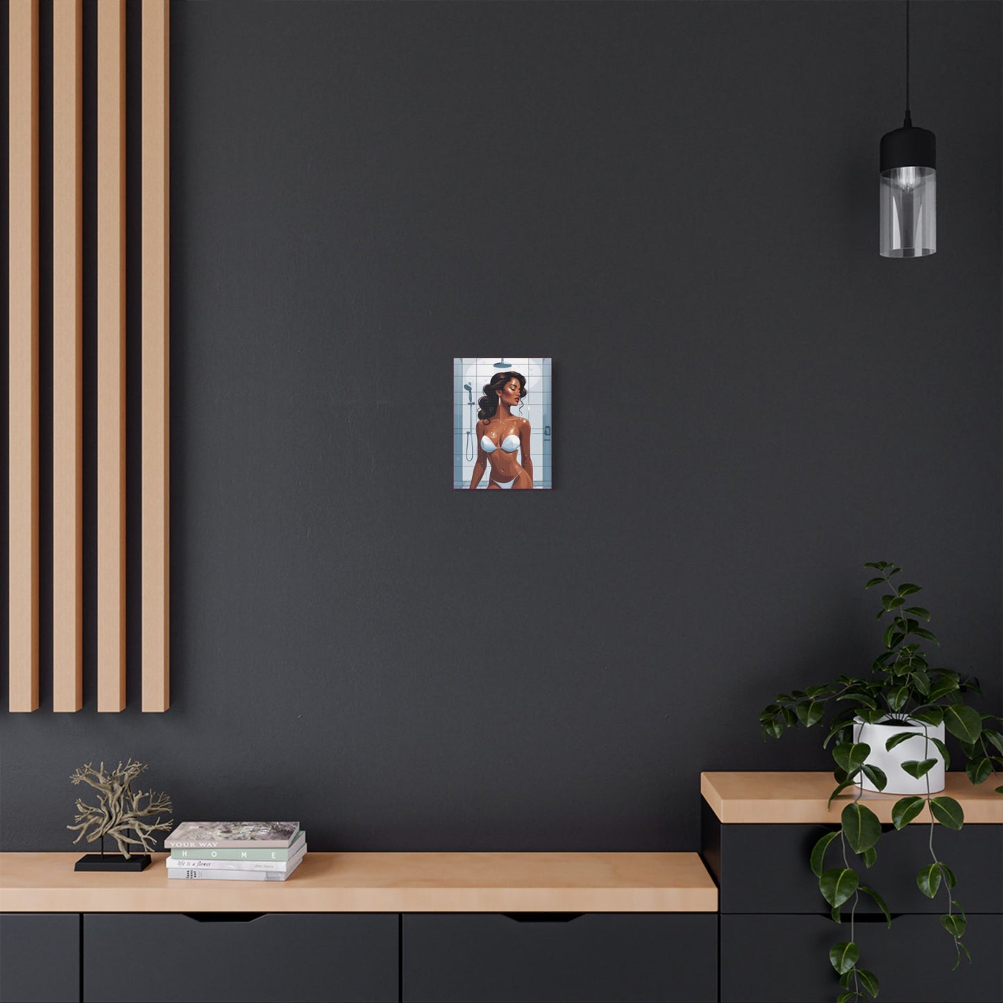 Shower Goddess Art Canvas - Elegant Stretched Satin Wall Decor for Modern Homes