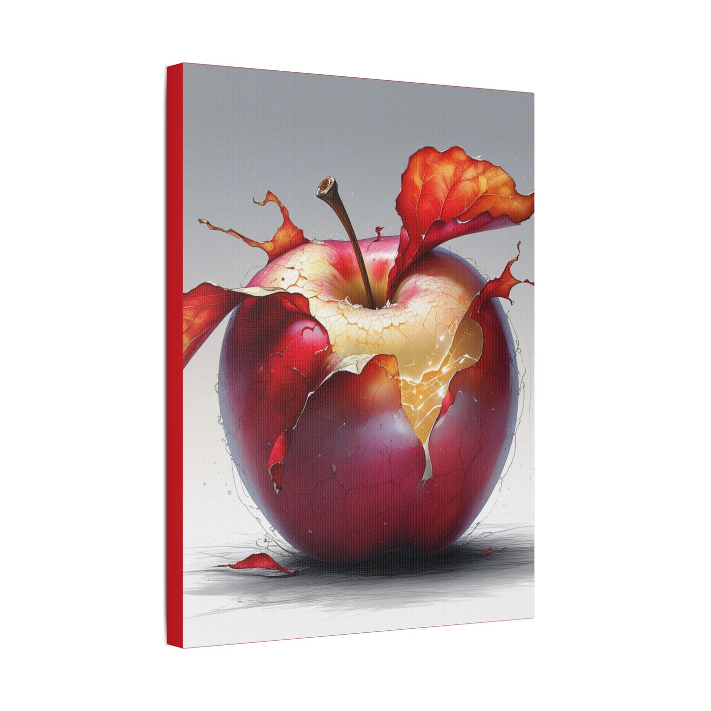 Cracked Red Apple Canvas Art – Vibrant Wall Decor for Modern Homes