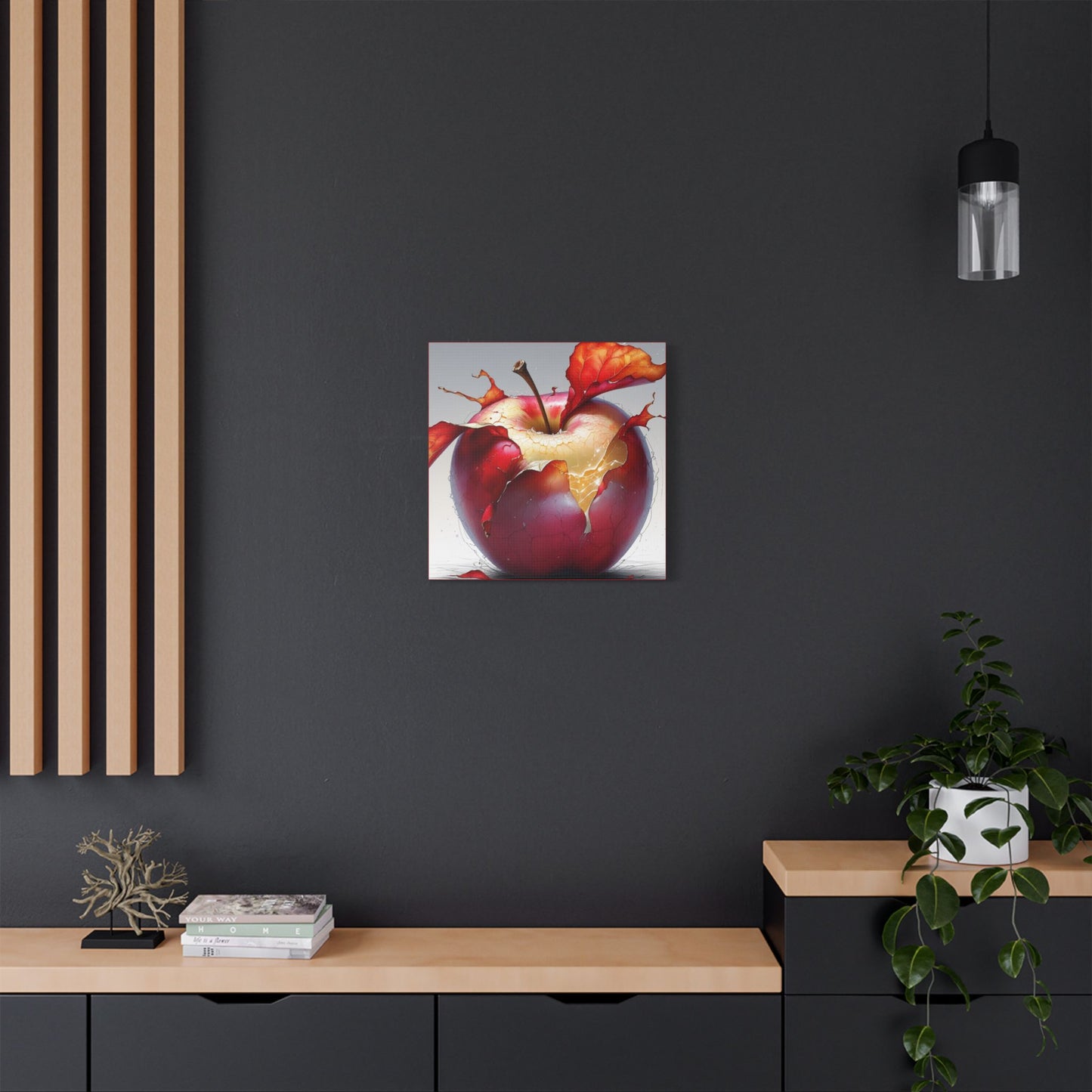 Cracked Red Apple Canvas Art – Vibrant Wall Decor for Modern Homes