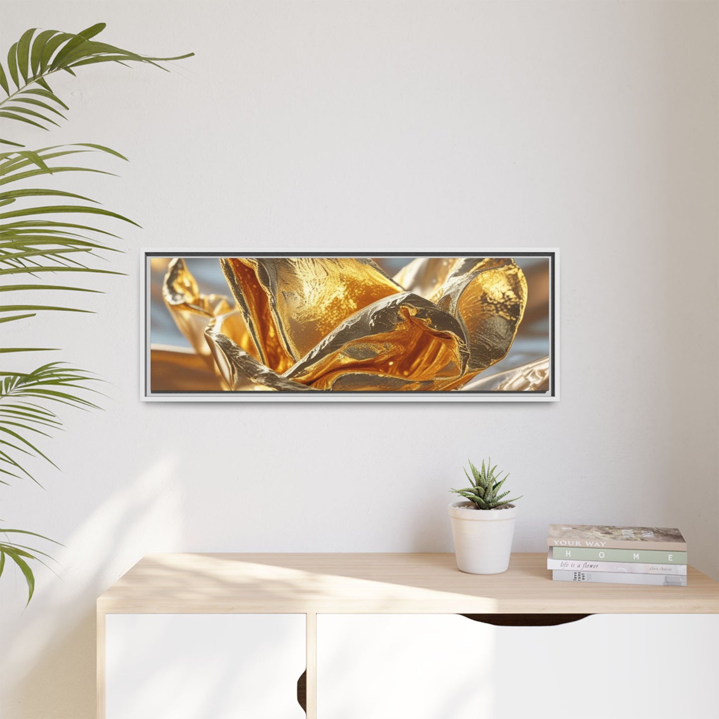 Gold Foil Rose Canvas Art - Elegant Home Decor