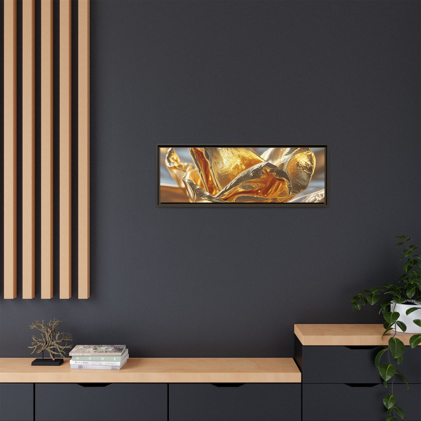 Gold Foil Rose Canvas Art - Elegant Home Decor