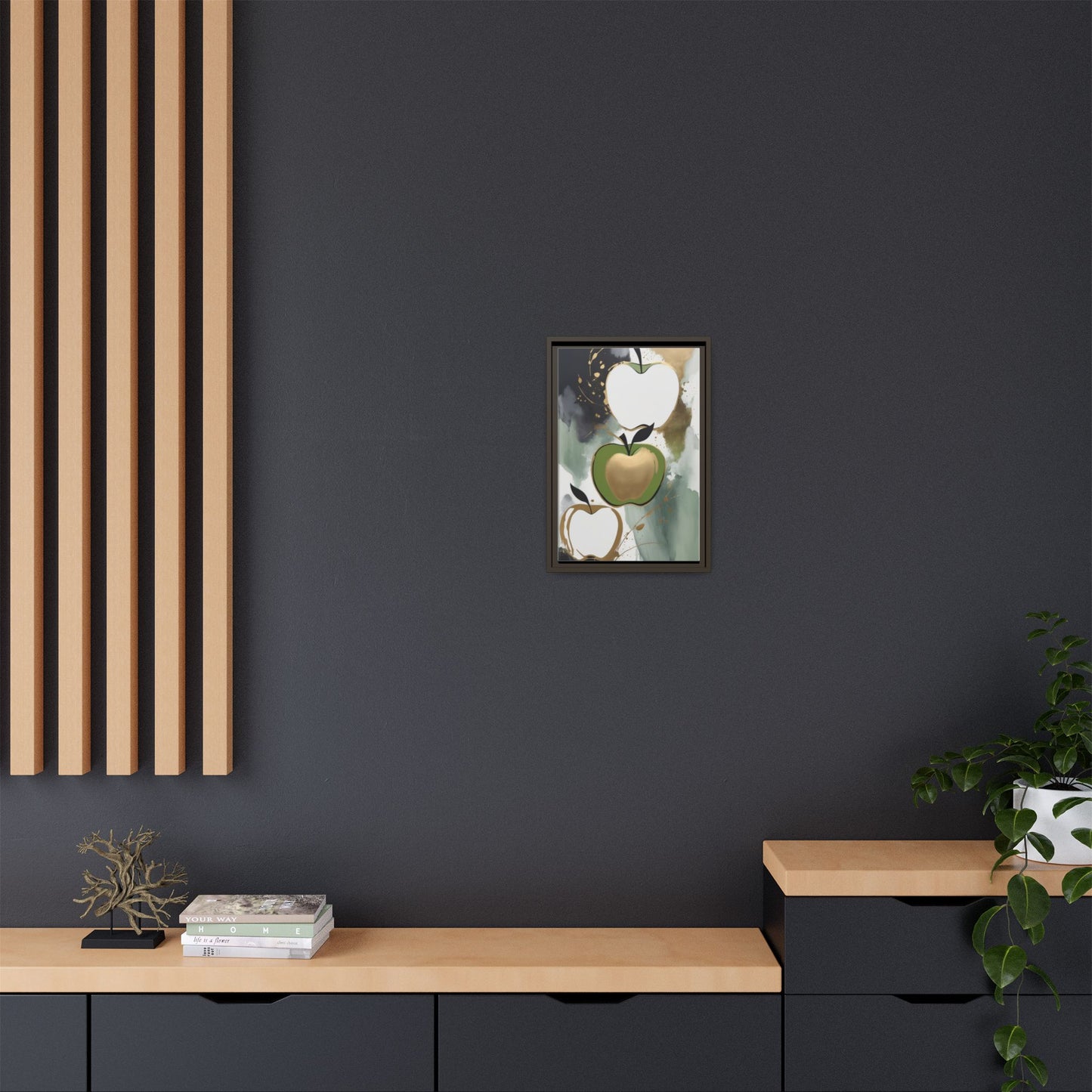 Modern Abstract Apple Canvas Art Print - Colorful Framed Wall Decor