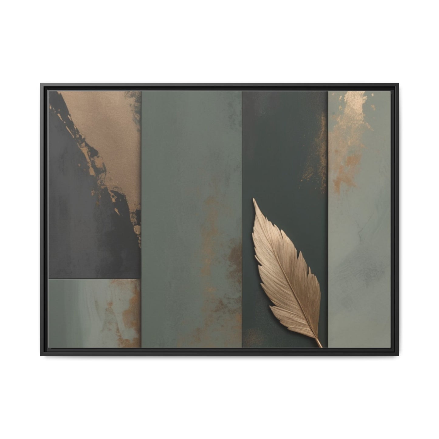 Elegant Framed Matte Canvas Wall Art - Multi-Color Leaf Design
