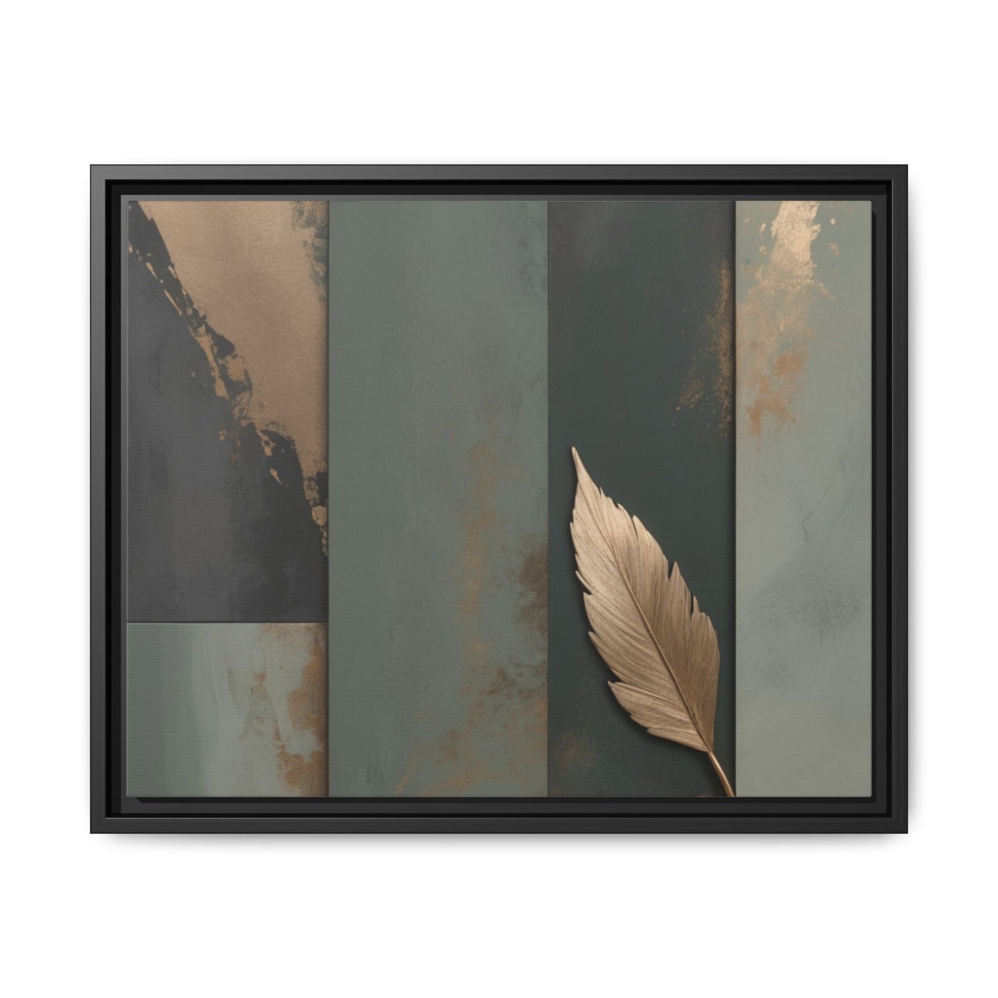 Elegant Framed Matte Canvas Wall Art - Multi-Color Leaf Design