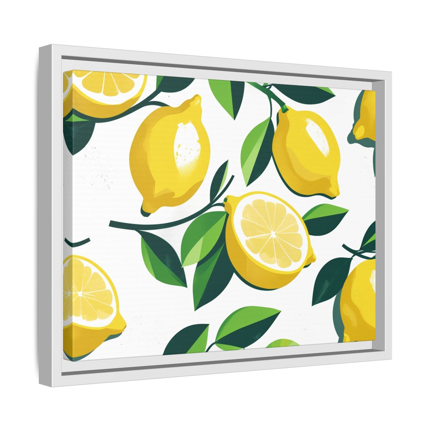 Lemon-Themed Framed Canvas Wall Art - Bright and Fresh Decor