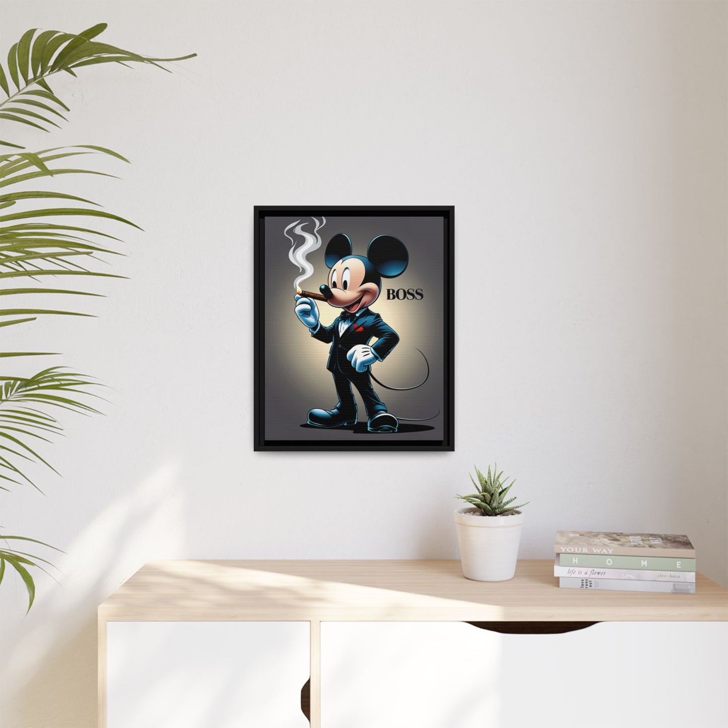 Vintage Boss Mouse Framed Canvas Art