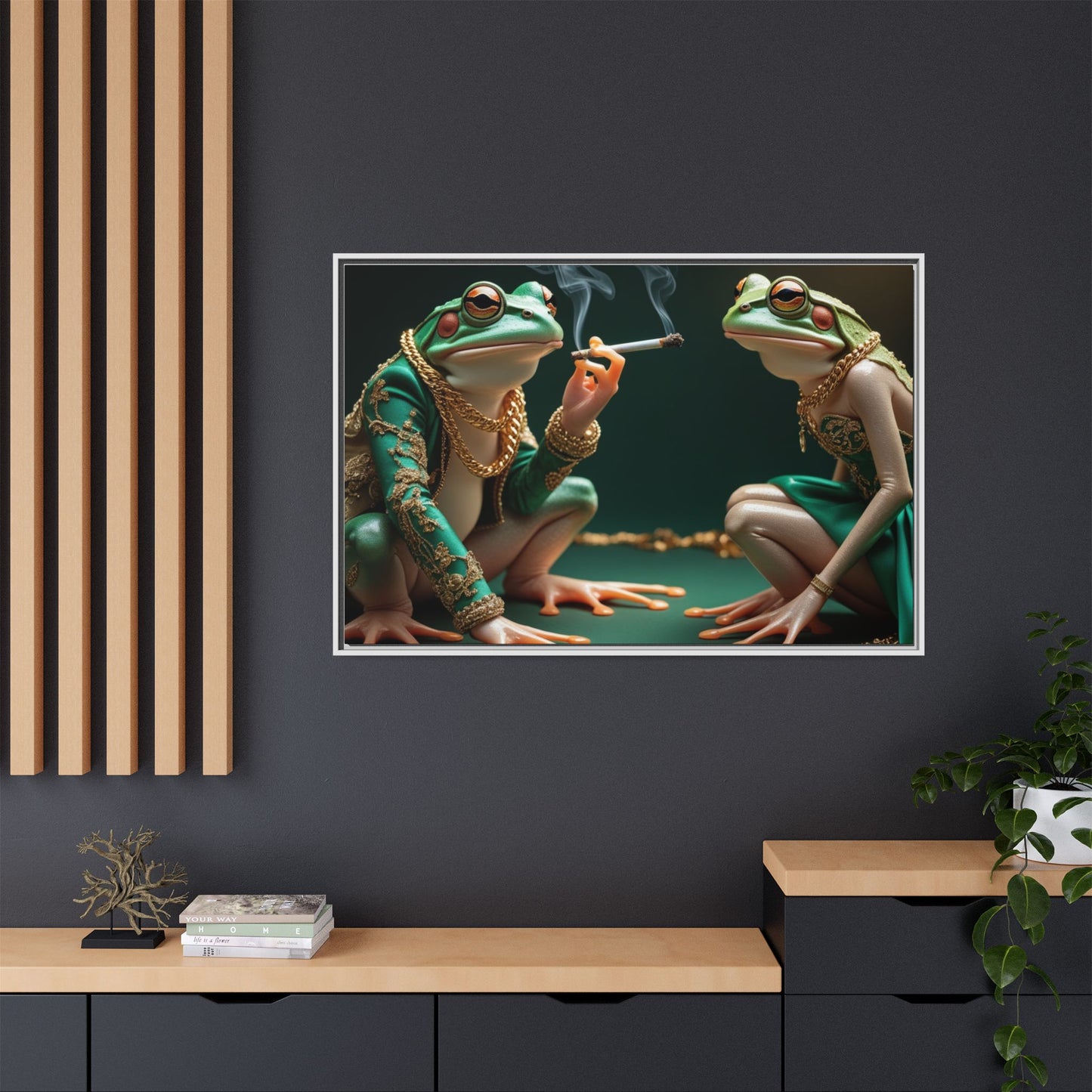 Whimsical Frog Art Print - Framed Canvas for Unique Home Decor