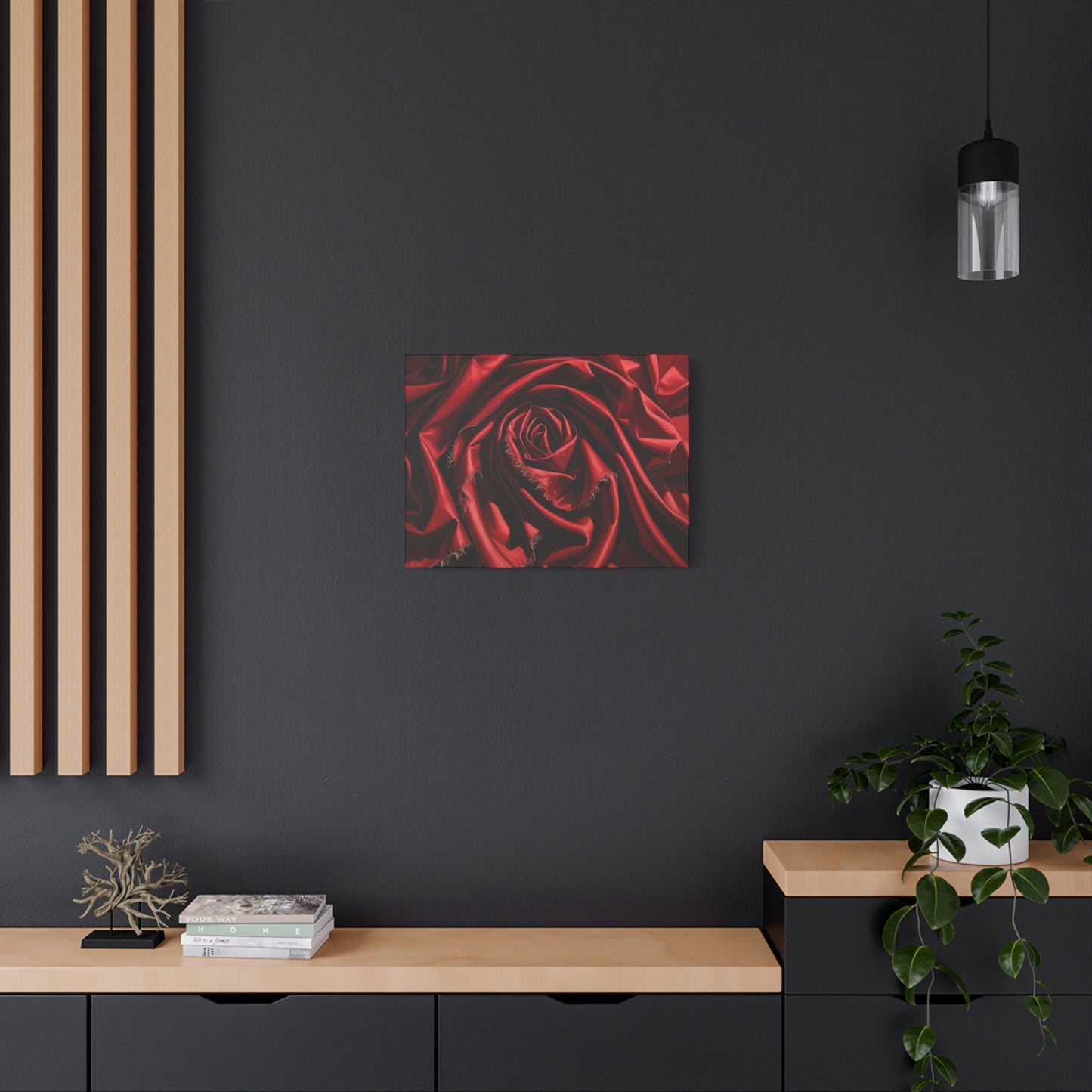 Elegant Red Rose Canvas Wall Art - Stretched Matte Decoration