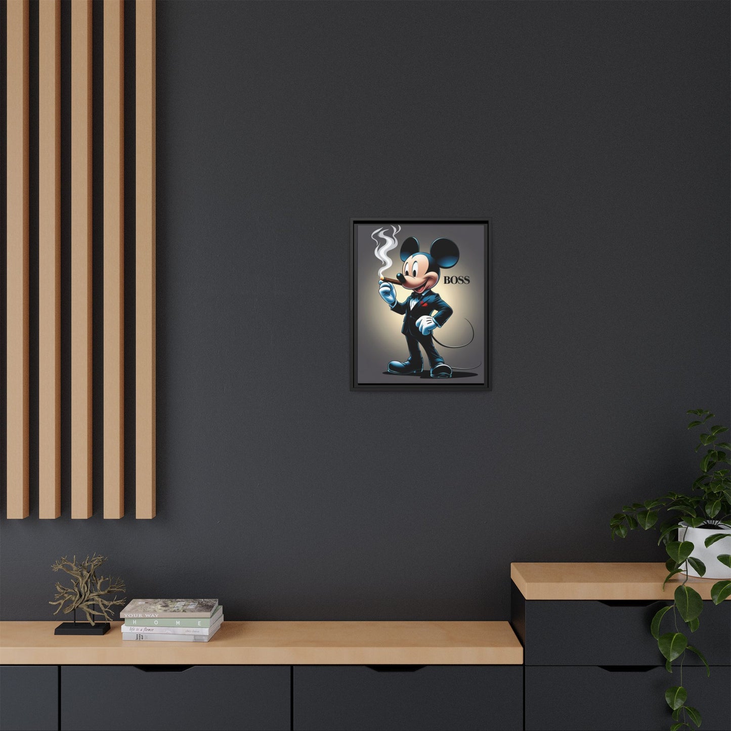 Vintage Boss Mouse Framed Canvas Art