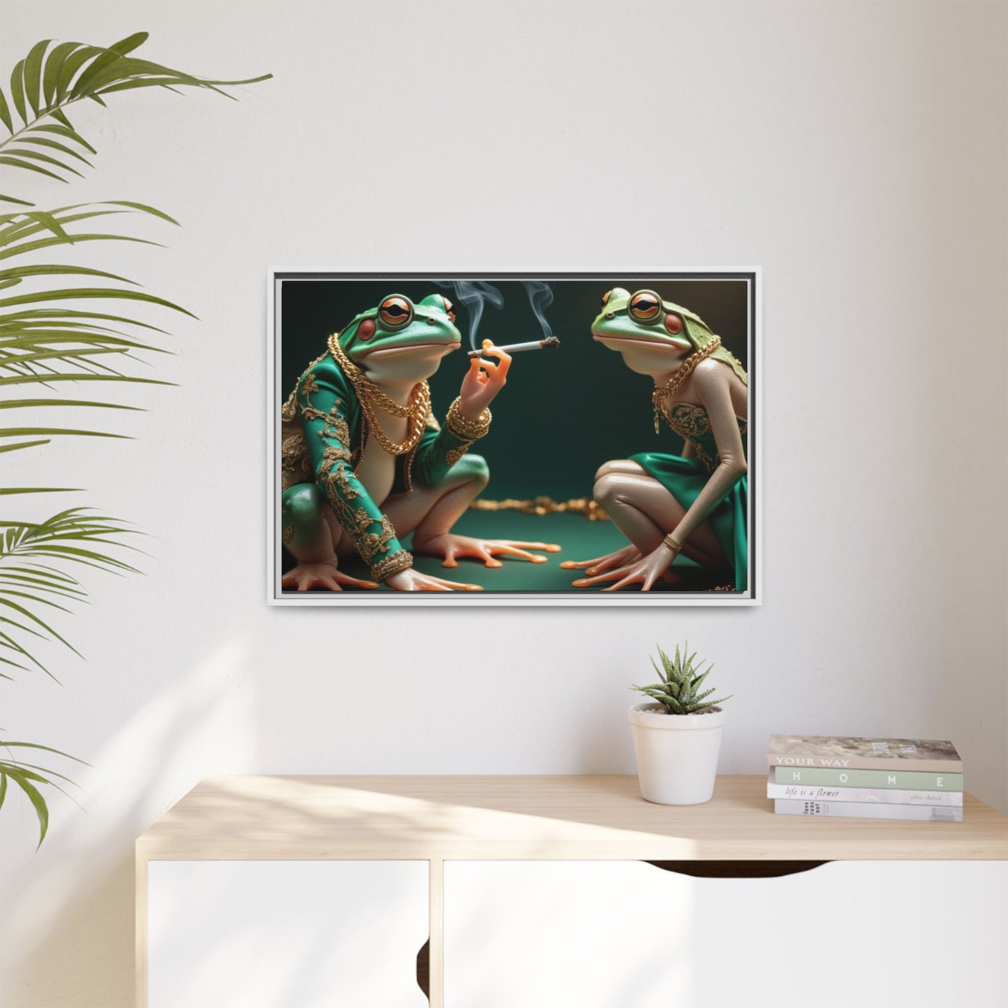 Whimsical Frog Art Print - Framed Canvas for Unique Home Decor