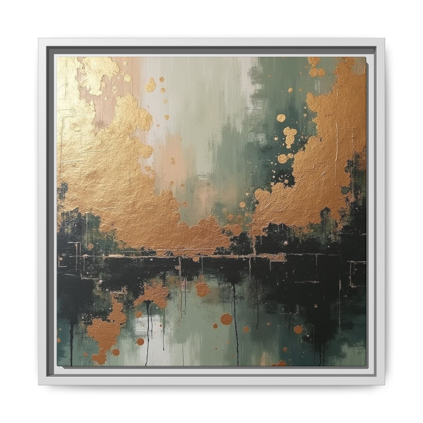 Elegant Matte Canvas Wall Art - Multi-Color Abstract Framed Decor