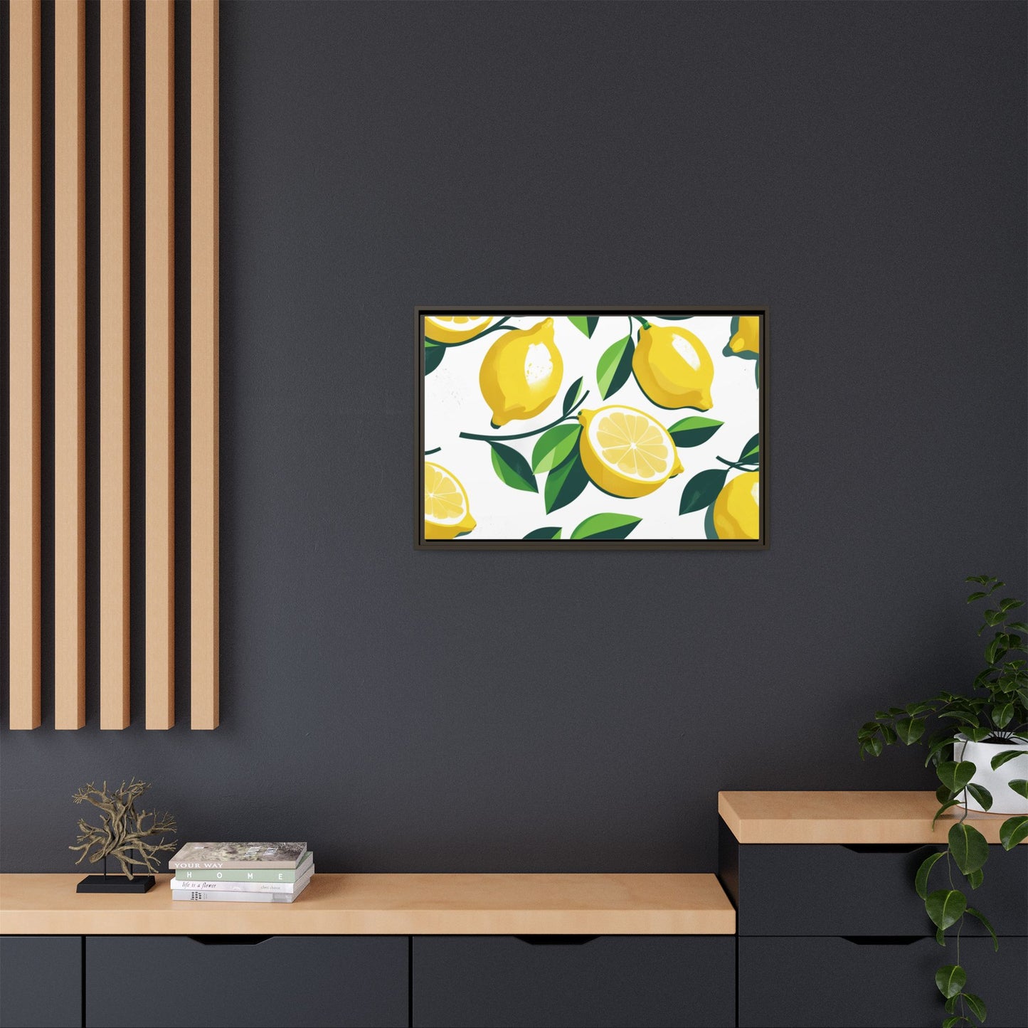 Lemon-Themed Framed Canvas Wall Art - Bright and Fresh Decor