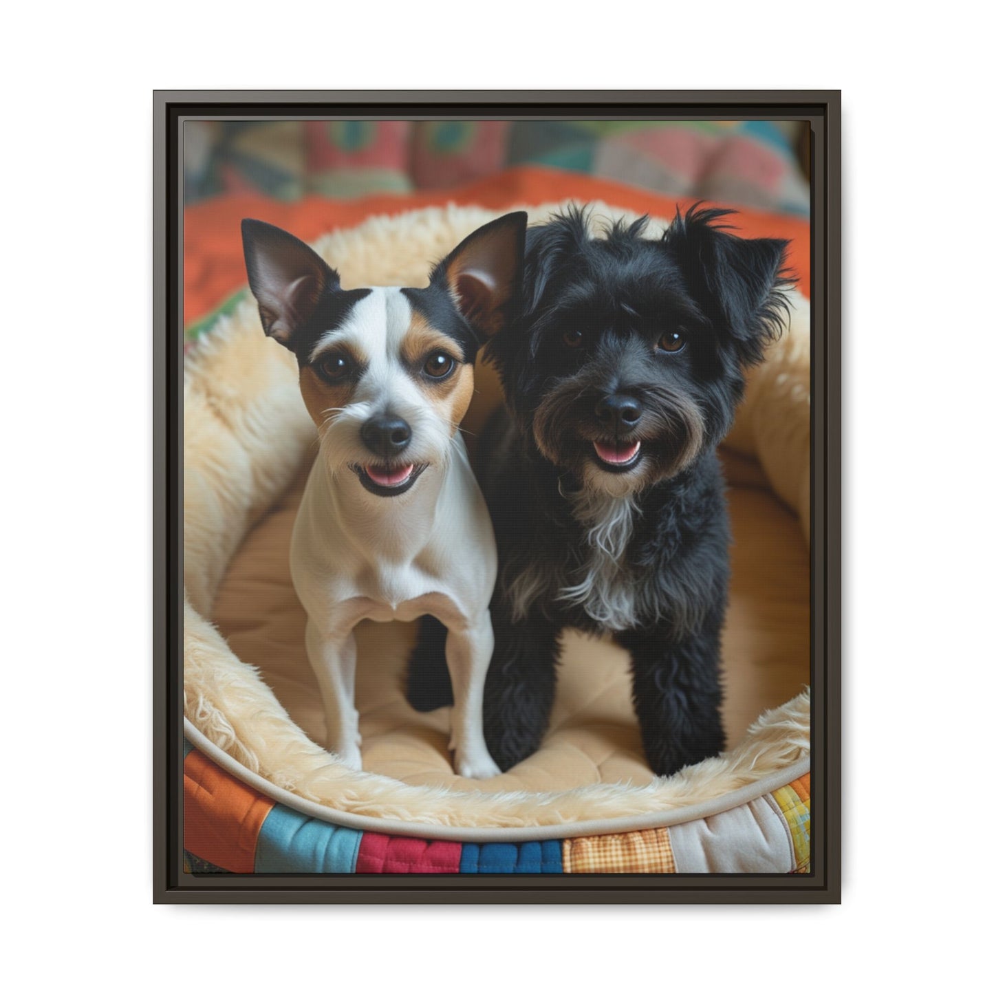 Framed Canvas Print of Cheerful Dogs – Perfect Pet Lover's Gift