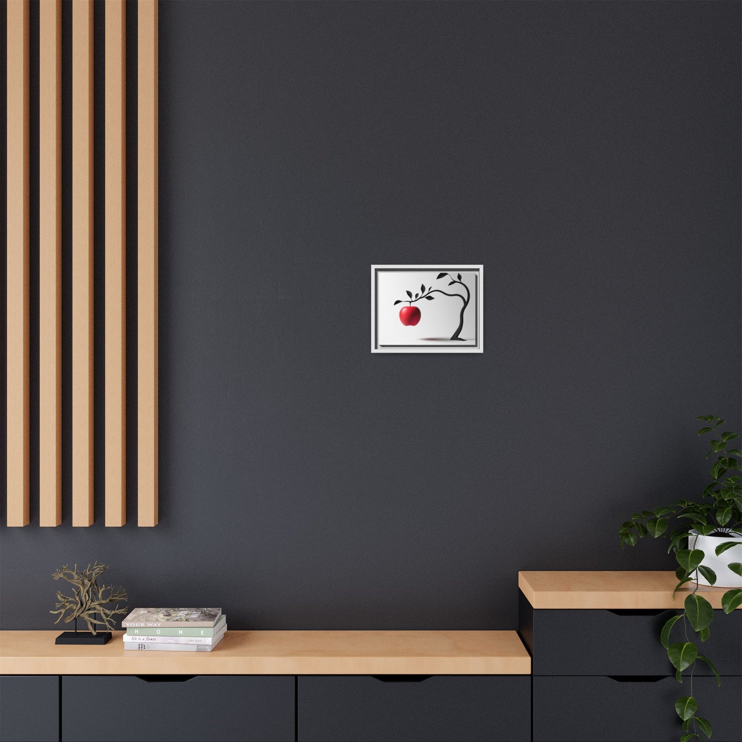Modern Framed Canvas Art - Red Apple Tree Decor for Home & Office